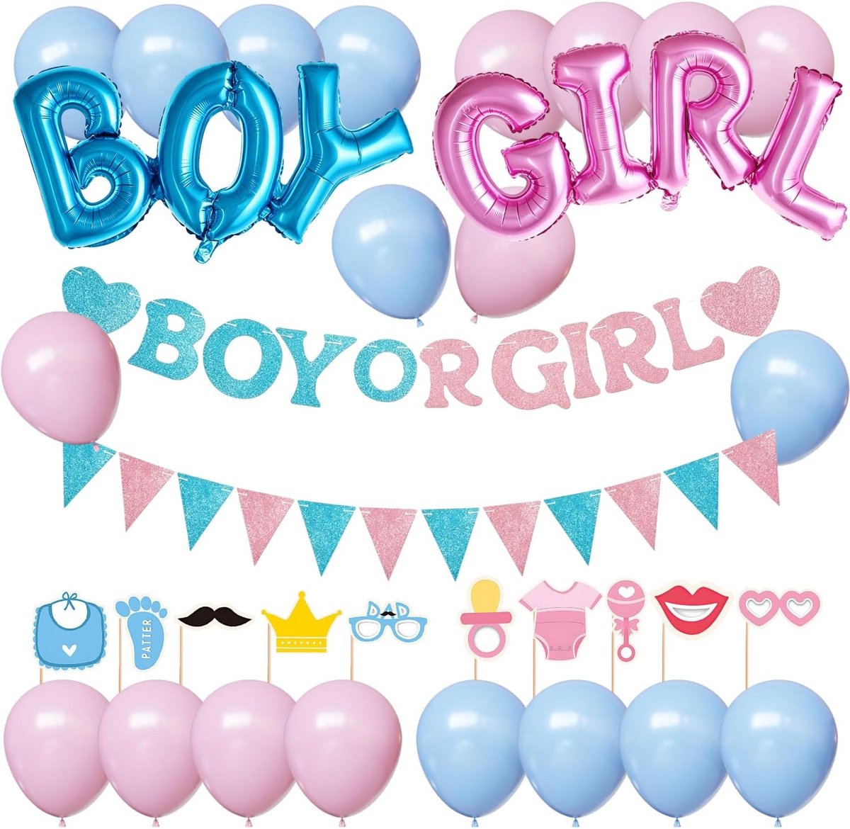 Gender Reveal Party Decoratie Set - Ballonnen en Banner - Blauw Roze Thema - Creëer een onvergetelijke feestervaring - ShopVlot