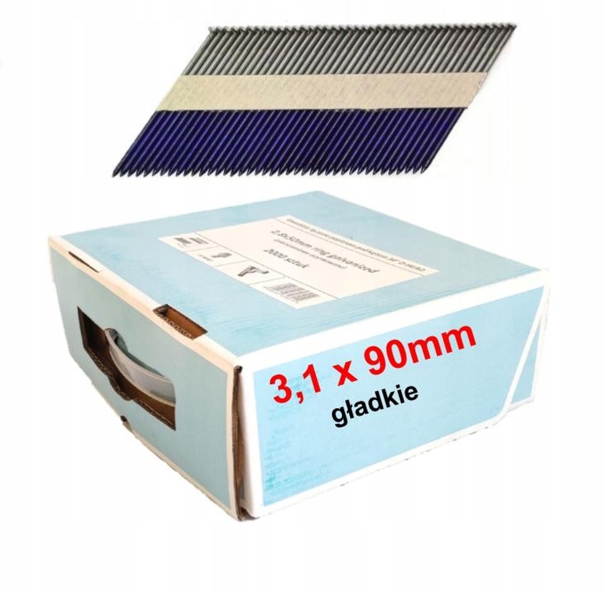 Merkloze Papier Gevormde Nagels 3,1x90mm Glad Zwart 2000 Stuks 34°