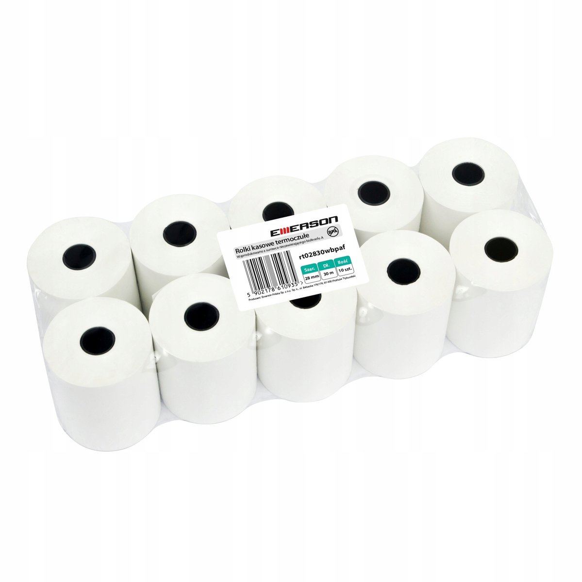 Emerson Thermische Kassabonrollen 28mm x 30m - 10 Stuks