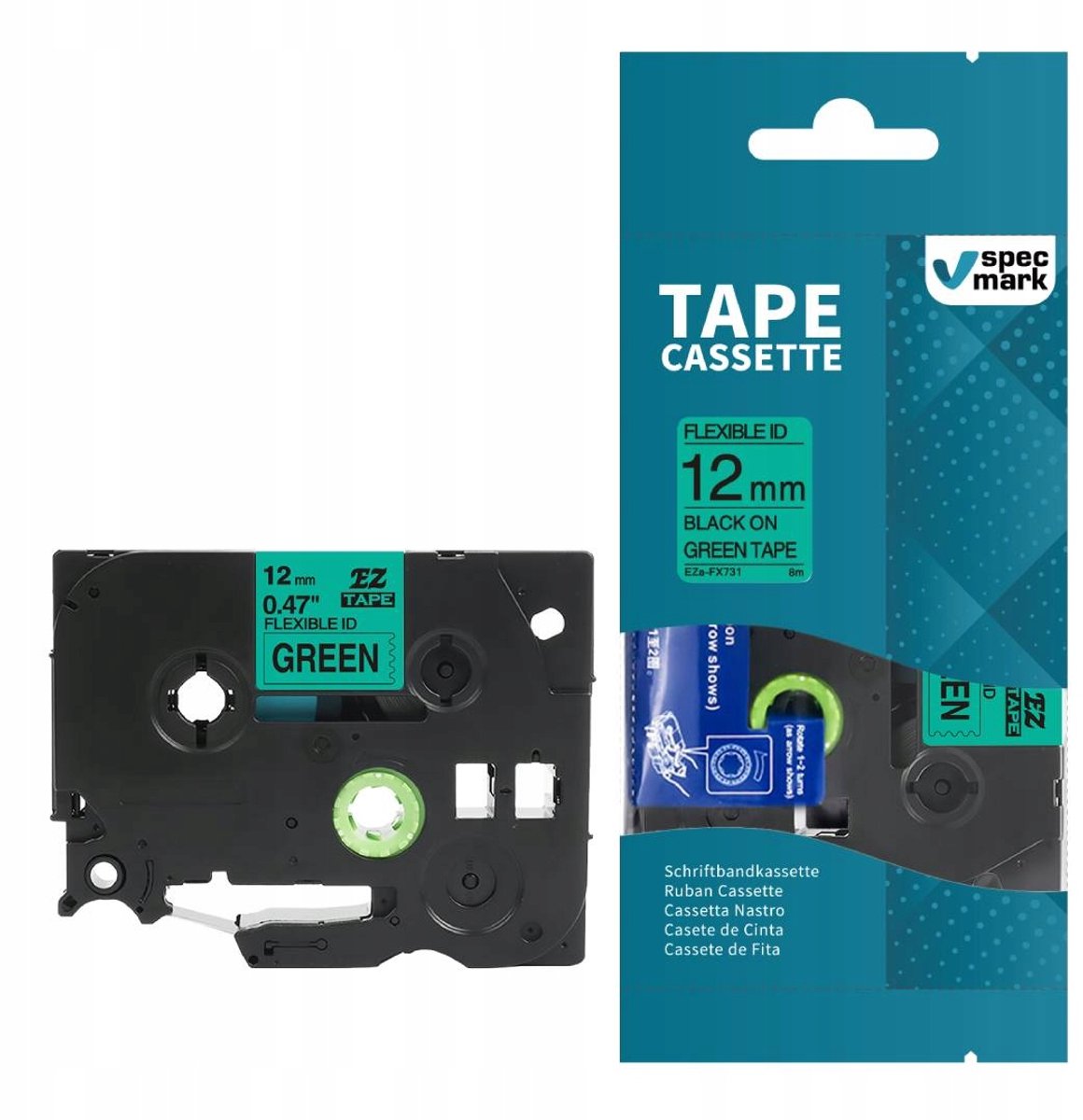 Brother TZe-FX731 Flexibele Tape 12mm Groen Zwart