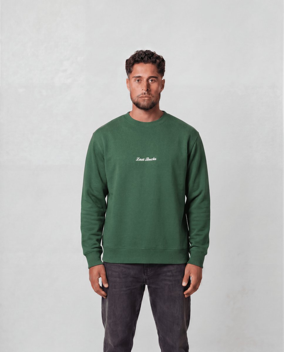 Last Bucks - Signature Sweater - Heren Sweater - Donkergroen - Maat S - Regular Fit