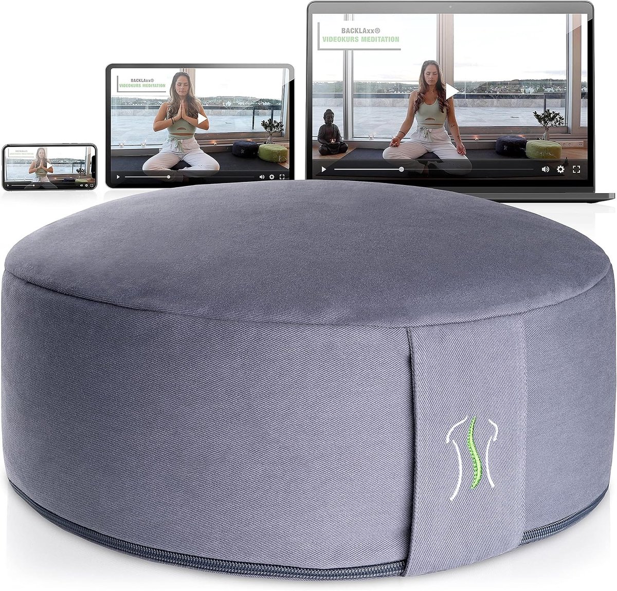 Yoga Kussen - Duifblauw - XL - Boekweitvulling - Voor Meditatie en Yoga