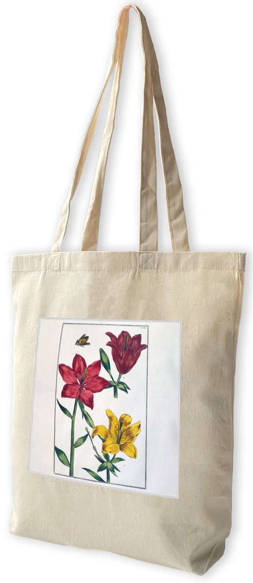 Merkloze shopper tas met lila print, katoen, 38x41cm