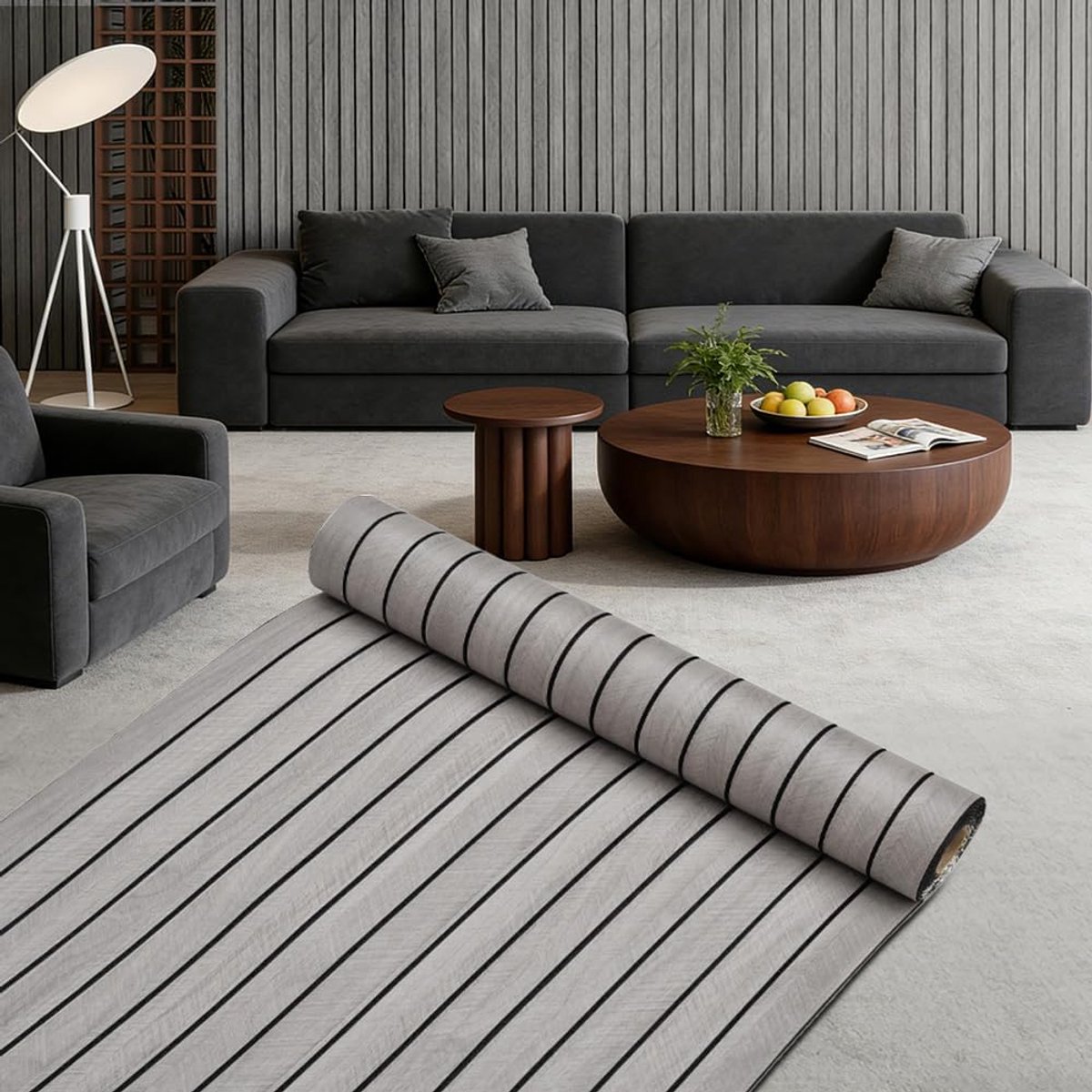 Akoestische panelen 300 x 40 cm - Houten wandlatten - Lichtgrijs - Voor geluidsisolatie en wanddecoratie - ShopVlot