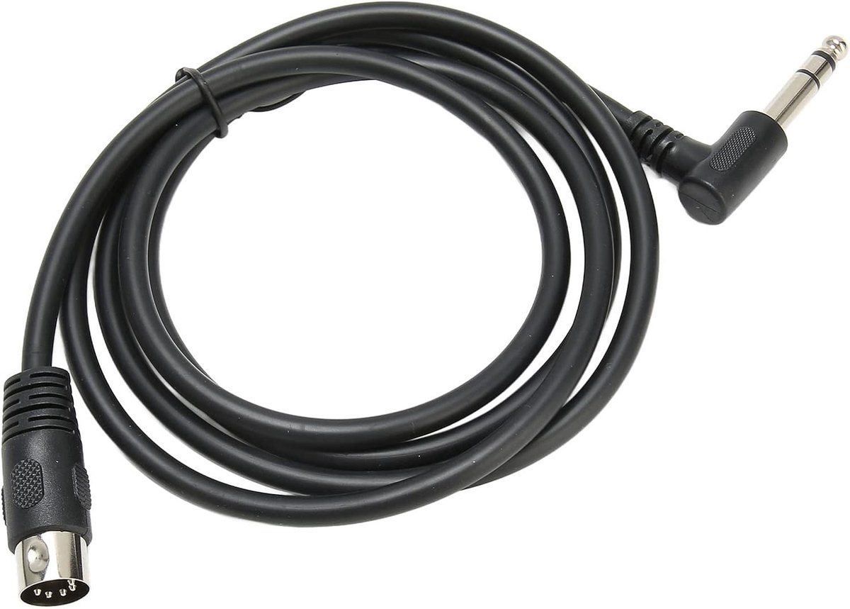 MIDI 5 Pin kabel 90 graden - 6,35 mm male naar DIN 5 pin - 4,9 ft lengte - ideaal voor audioapparatuur - ShopVlot
