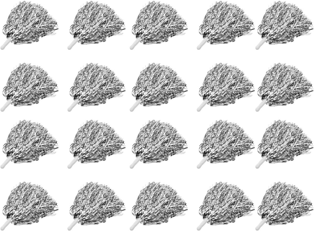 Cheerleading Pompoms 12 Inch - Zilver - Fluffy Film - Stralende prestaties voor jonge cheerleaders - ShopVlot