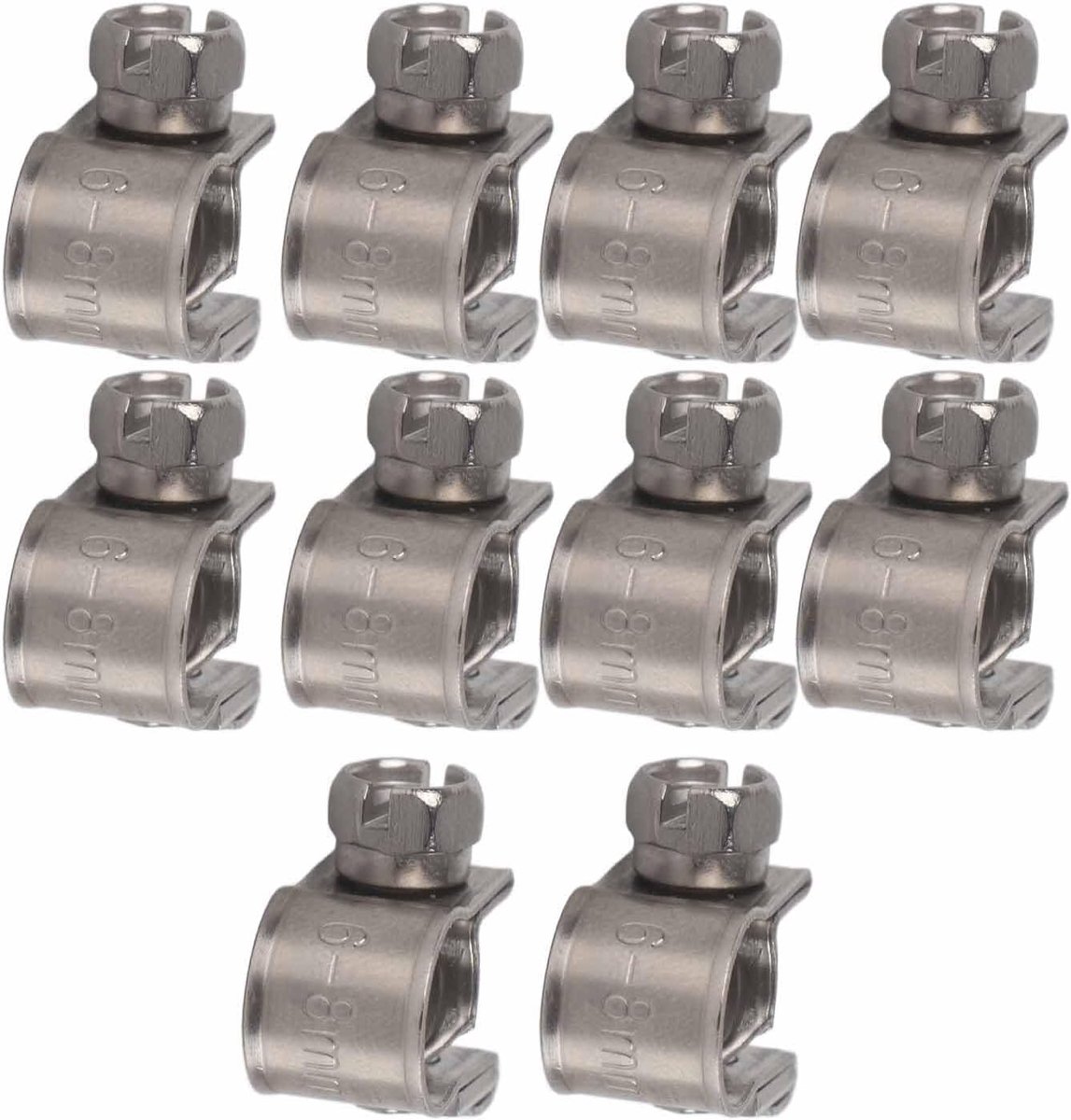Hose clamps 6-8mm - RVS verstelbaar - Glad gepolijst - Voor zachte en harde slangen - ShopVlot