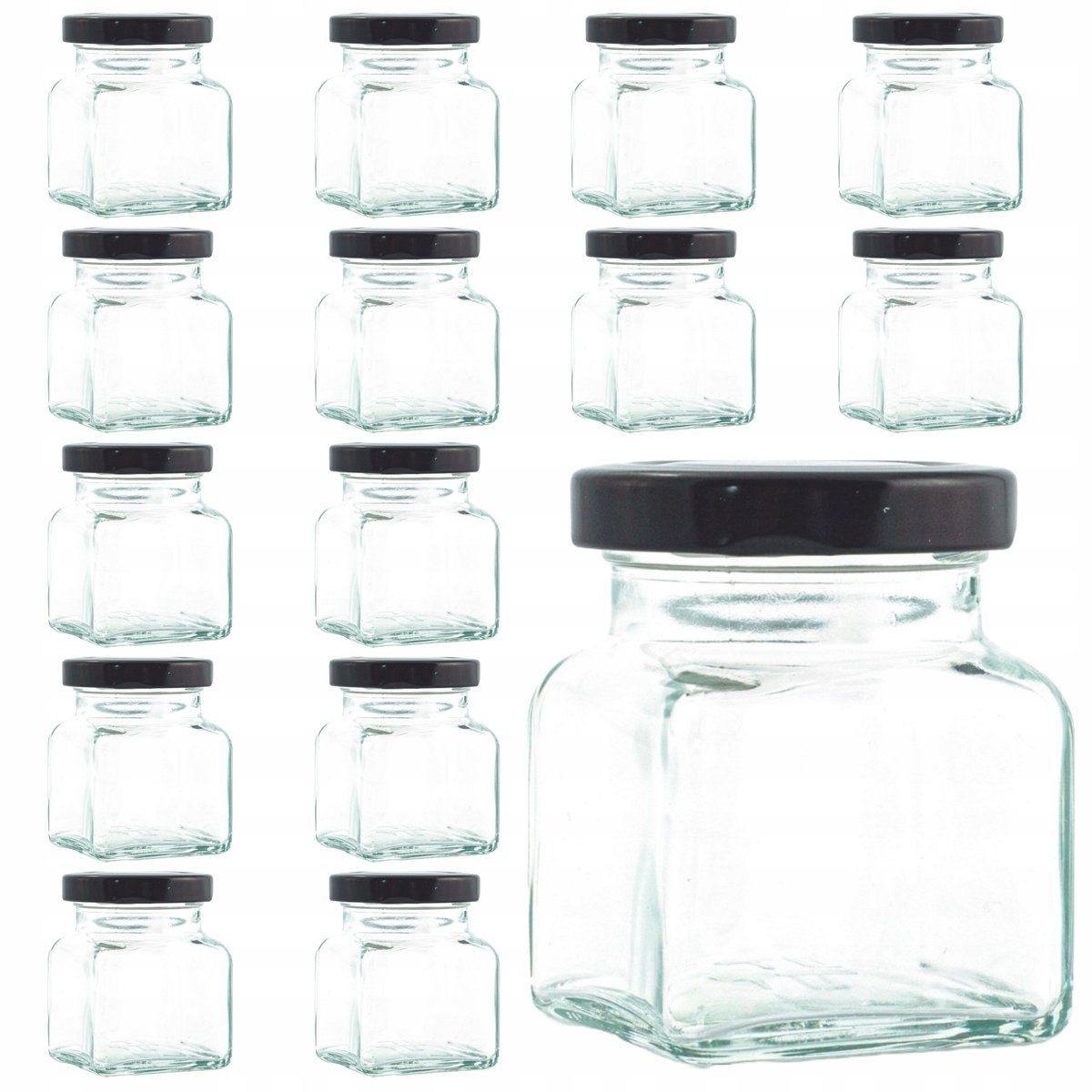 15x Glazen Potjes 120ml met Zwarte Deksel - Ideaal voor Honing & Cadeaus