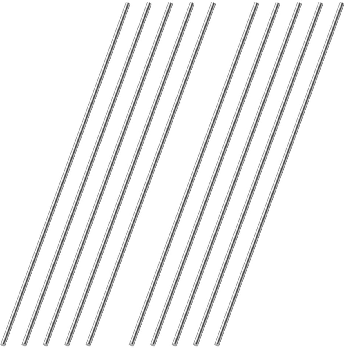 Ronde Stalen Staven - 304 Roestvrij Staal - 2 mm x 300 mm - Set van 10