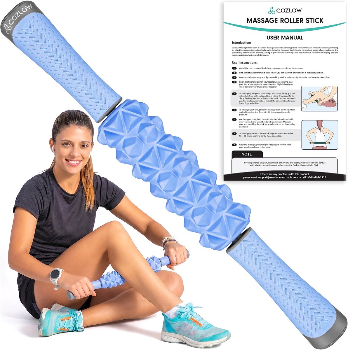 Massage Stick - Hydrangea Blue - Met piramidevormige nopjes - Voor optimale spierherstel - ShopVlot