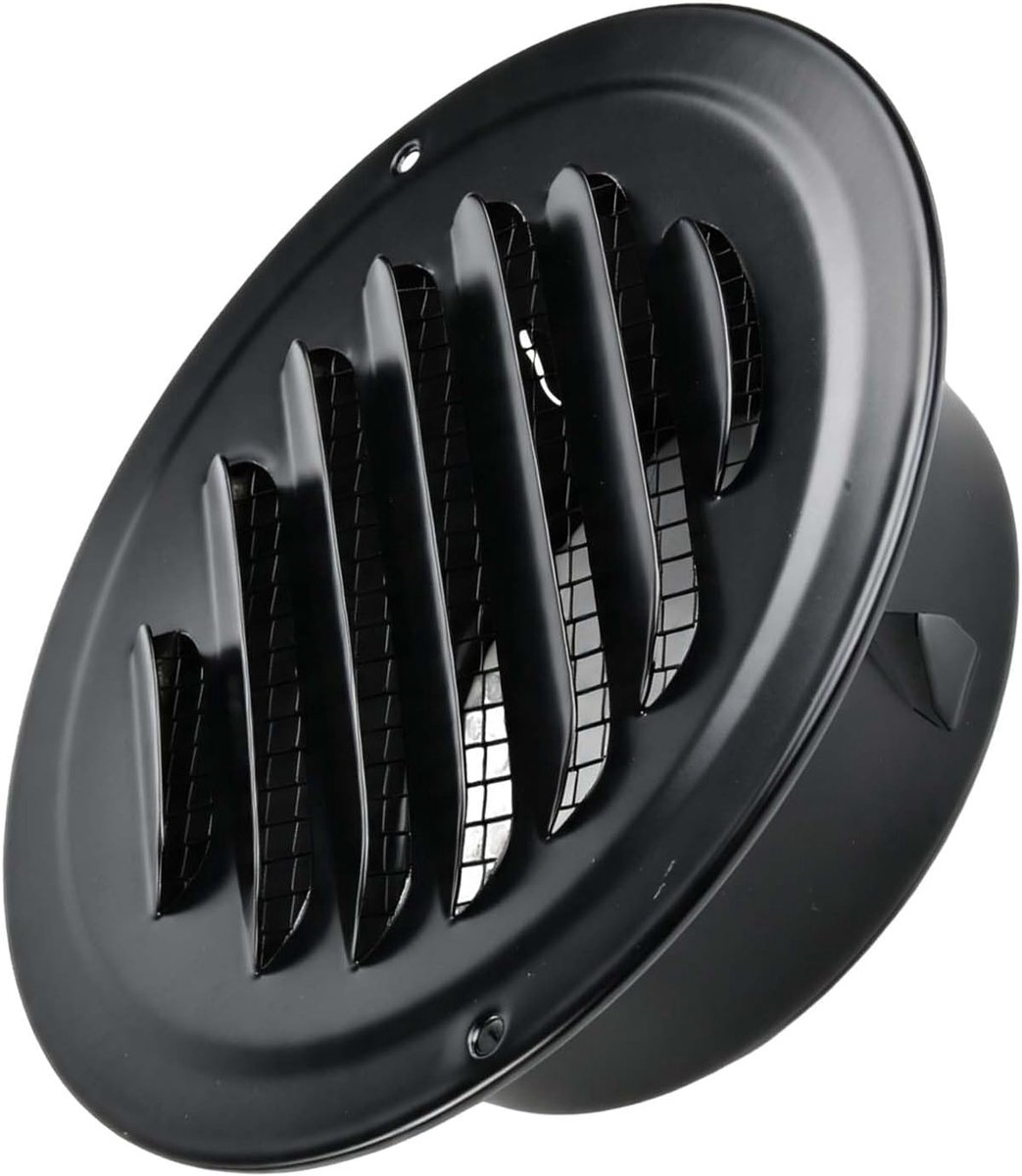 Ventilatierooster 100 mm - roestvrij staal - rond - insectenwerend net - ShopVlot