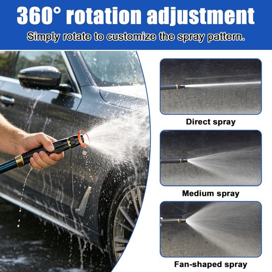 sterk waterpistool, hogedrukwaterkanon, hogedrukwaterpistool voor autowas thuis, 360° hogedrukslangmondstuk, autowas (M1) — afbeelding 3