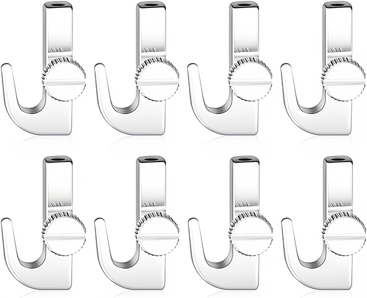 Mini-fotohaken voor galerijlijst-ophangsystemen, 8 stuks, verstelbare fotohaken, fotohangers voor wand- en plafondmonteerbare kunstophangsystemen