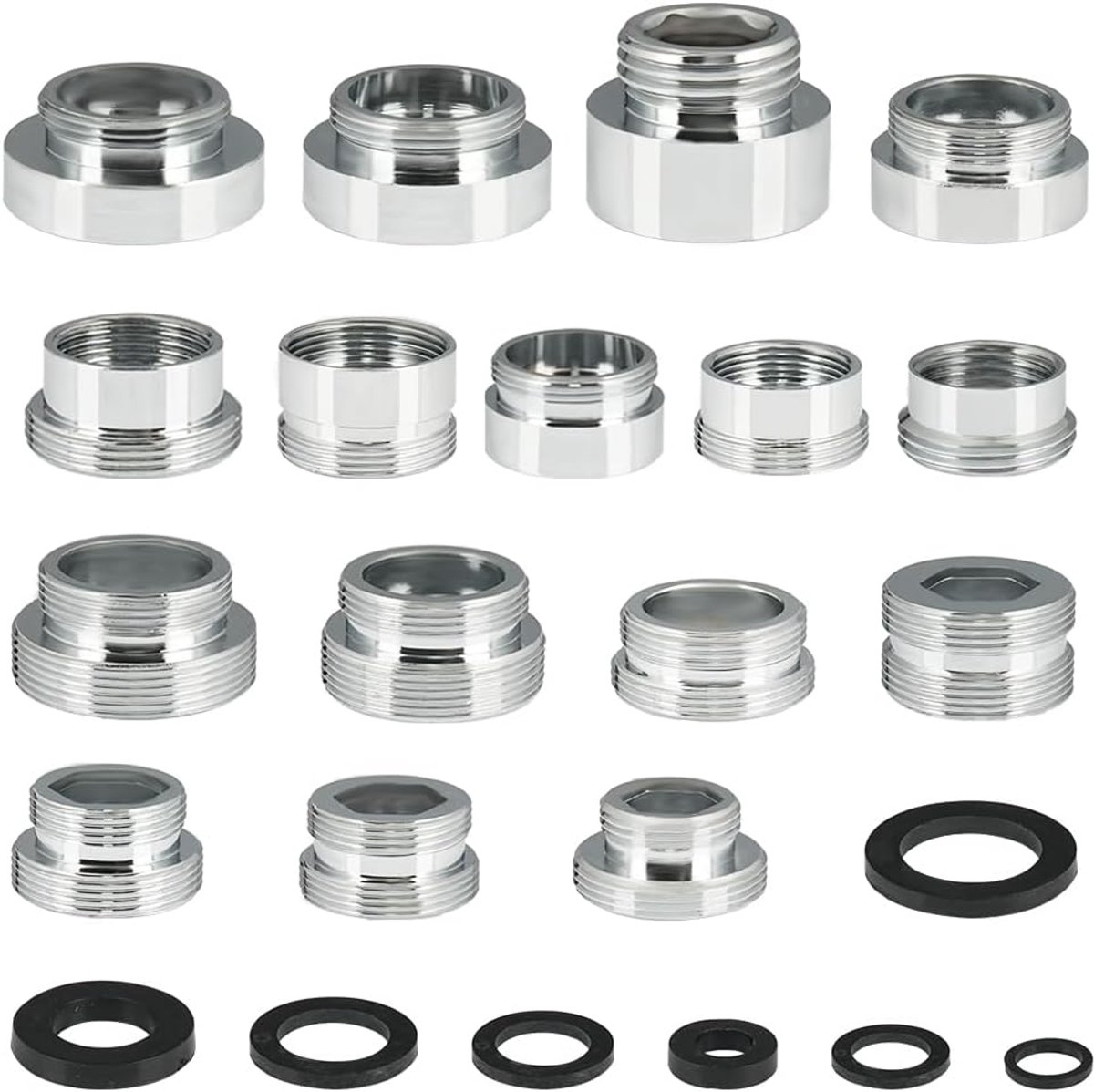 16 Stuks 16-28MM Waterkraanadapter Set, Universele Waterkraanadapter Tuinsluiting Met Dichtingen, Dubbele Draad Waterkraan Ventilator Aansluiting Voor Tuinsluiting Aansluiting, Waterfilter