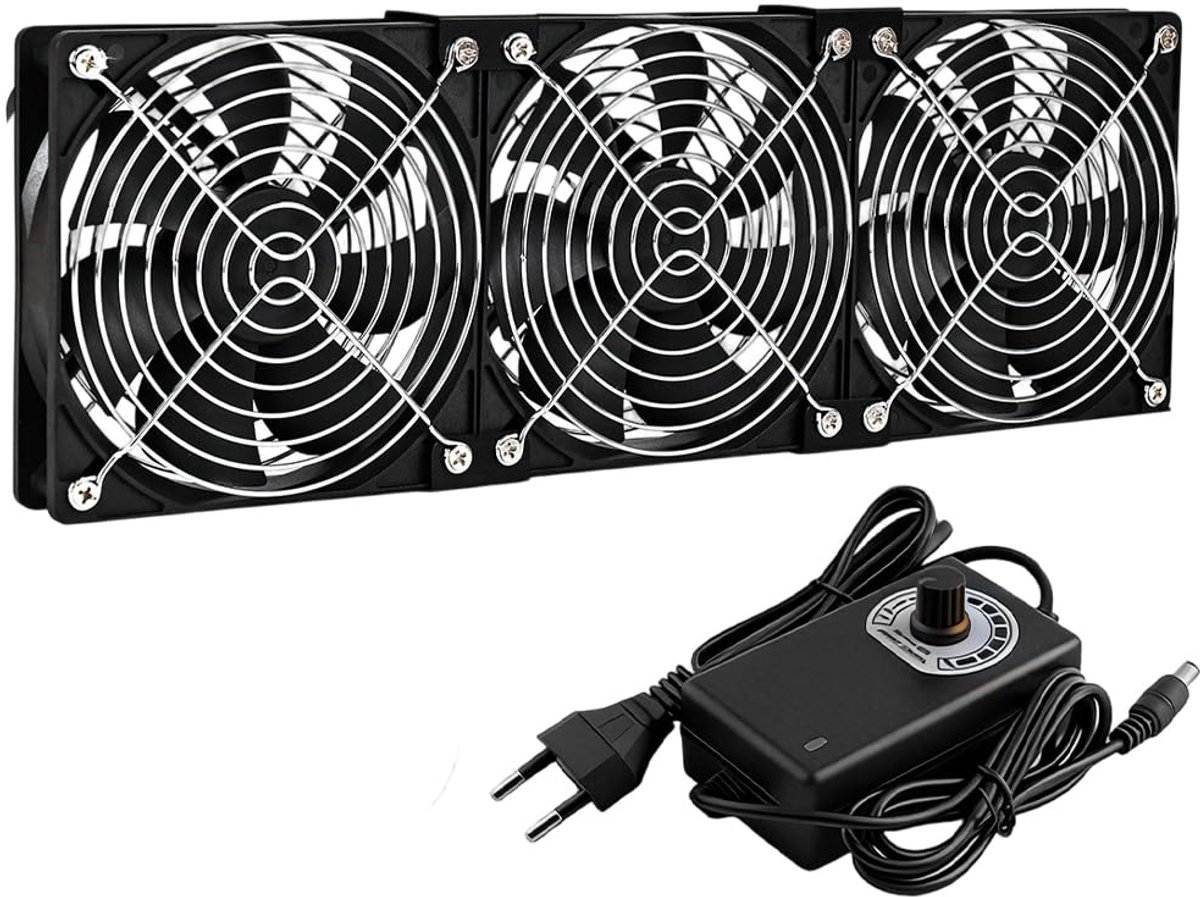 360mm PC-ventilator, 3x120mm behuizingsventilator 12V PC-ventilator met netstek & traploze snelheidsregelaar, 2700 RPM, stille krachtige PC-ventilatoren voor computer, server, TV, gaming-pc