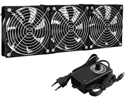 360mm PC-ventilator, 3x120mm behuizingsventilator 12V PC-ventilator met netstek & traploze snelheidsregelaar, 2700 RPM, stille krachtige PC-ventilatoren voor computer, server, TV, gaming-pc