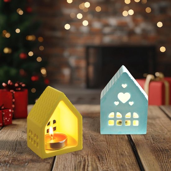 vormen gietvormen huizen, gietvormen siliconen Kerstmis, 3D siliconen vorm huis, siliconen mal Kerstmis, doe-het-zelf siliconen vorm kaarshouder gietvorm, siliconen vorm huis om te gieten — afbeelding 5