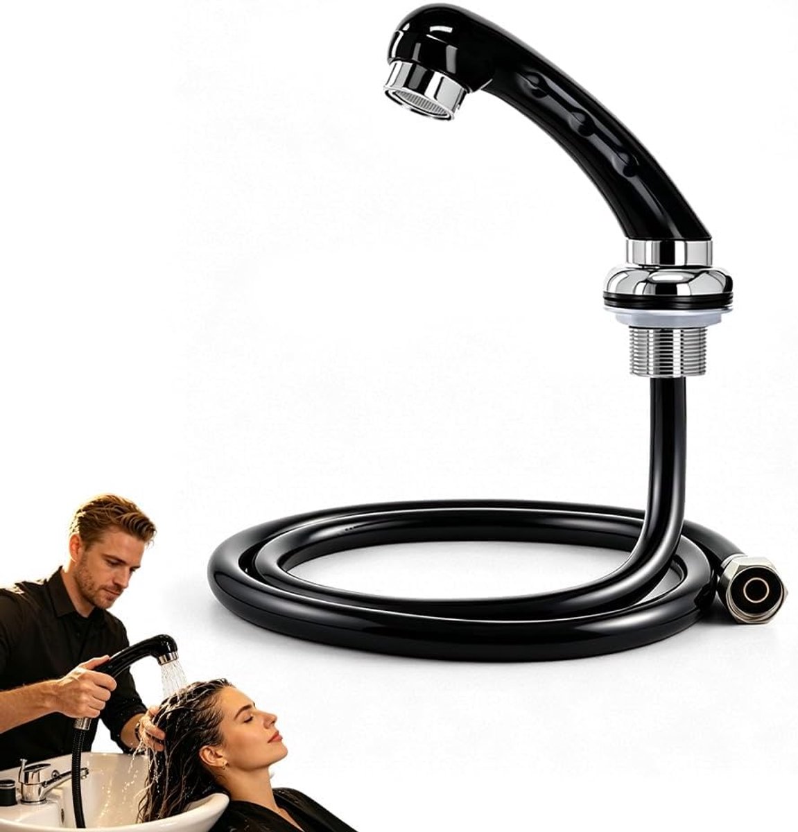 Handdouche voor wastafel, douchekop voor kapsalon en shampoo bowl, douchekop met slang, drukvrije handdouche douchekoppen, wastafeldouche, G1/2-aansluiting