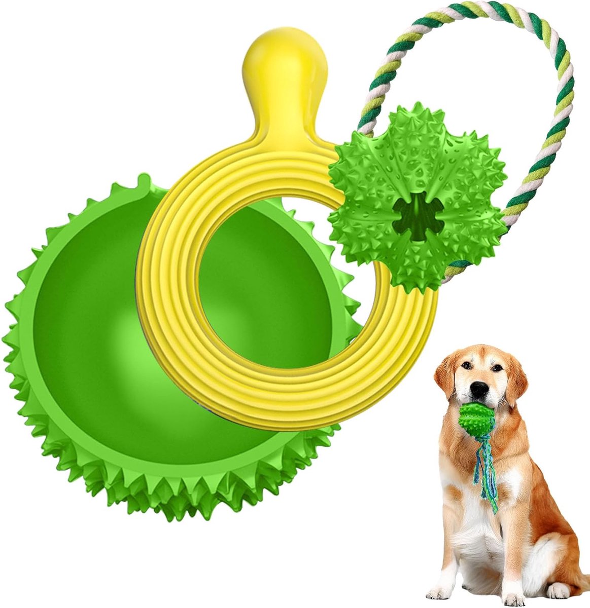 Kauwspeelgoed, frisbee, interactief speelgoed voor honden, intelligent spel, voor agressieve kleine/middelgrote, grote tandreiniging, groen