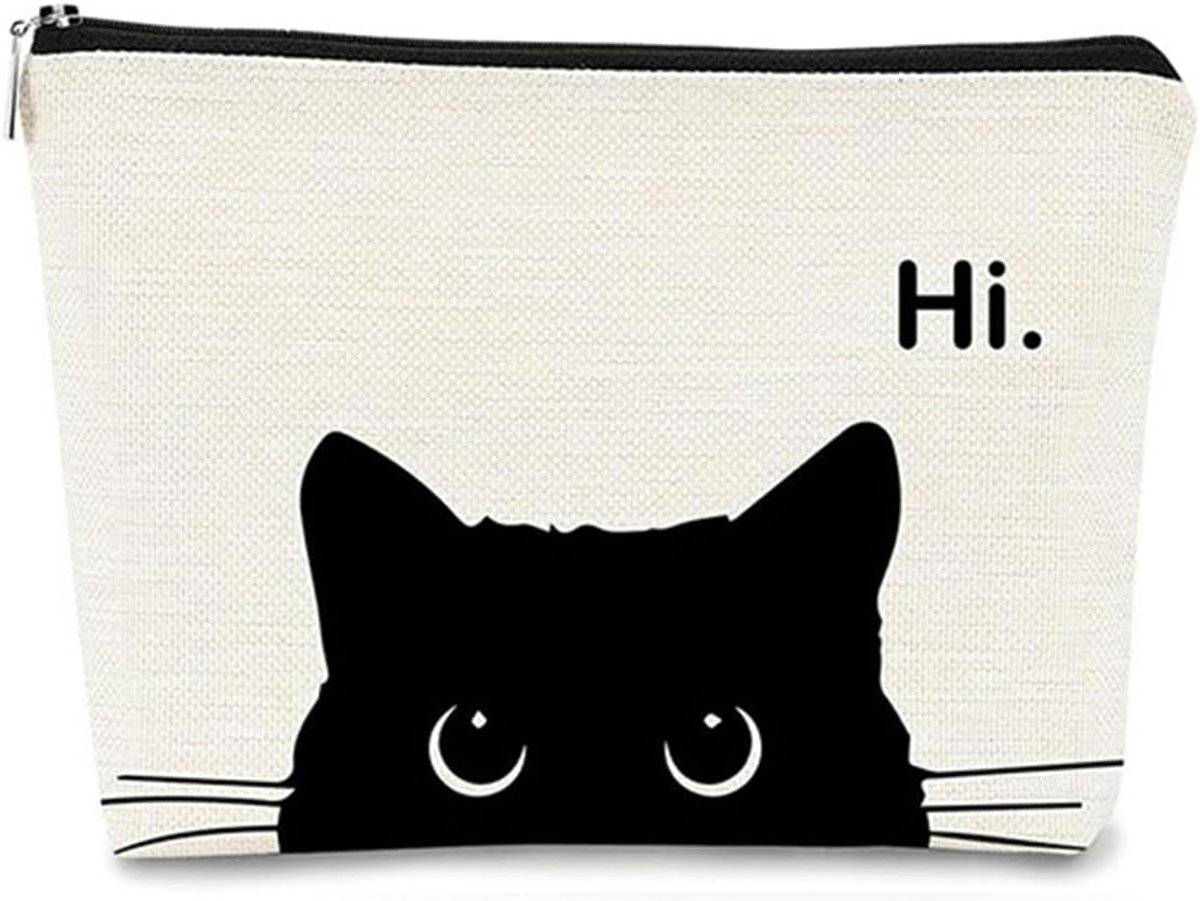 Cosmeticatas met kat, 1 stuk make-uptas met ritssluiting, kleine reistoilettas & organizer voor handtas, schattig cadeau voor kattenliefhebbers