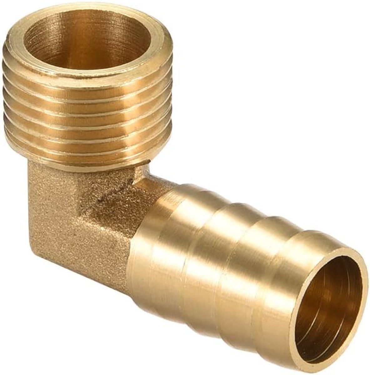 sourcing map Messing Barb slang 90 graden ellebogen 6 mm stekel x 1/8" G stekker fluit 1/2 G Male x 16mm Barb