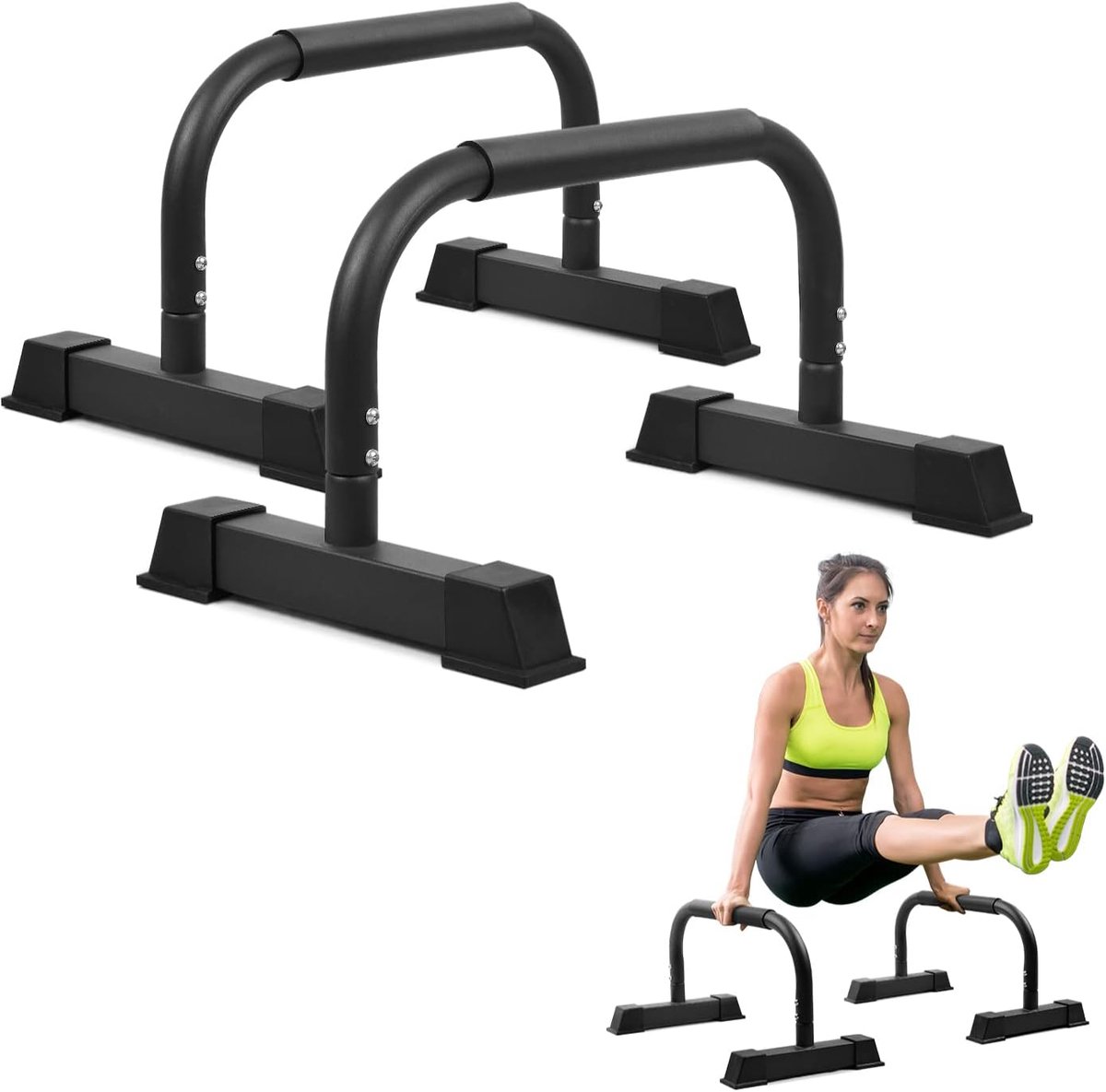 Xdj's stalen Push Up Bars, Push Up Bars, Push Up Stand, uniseks, met rubberen antislipvoetjes, 24 x, 1,5 cm diameter, 12 ringen, UK