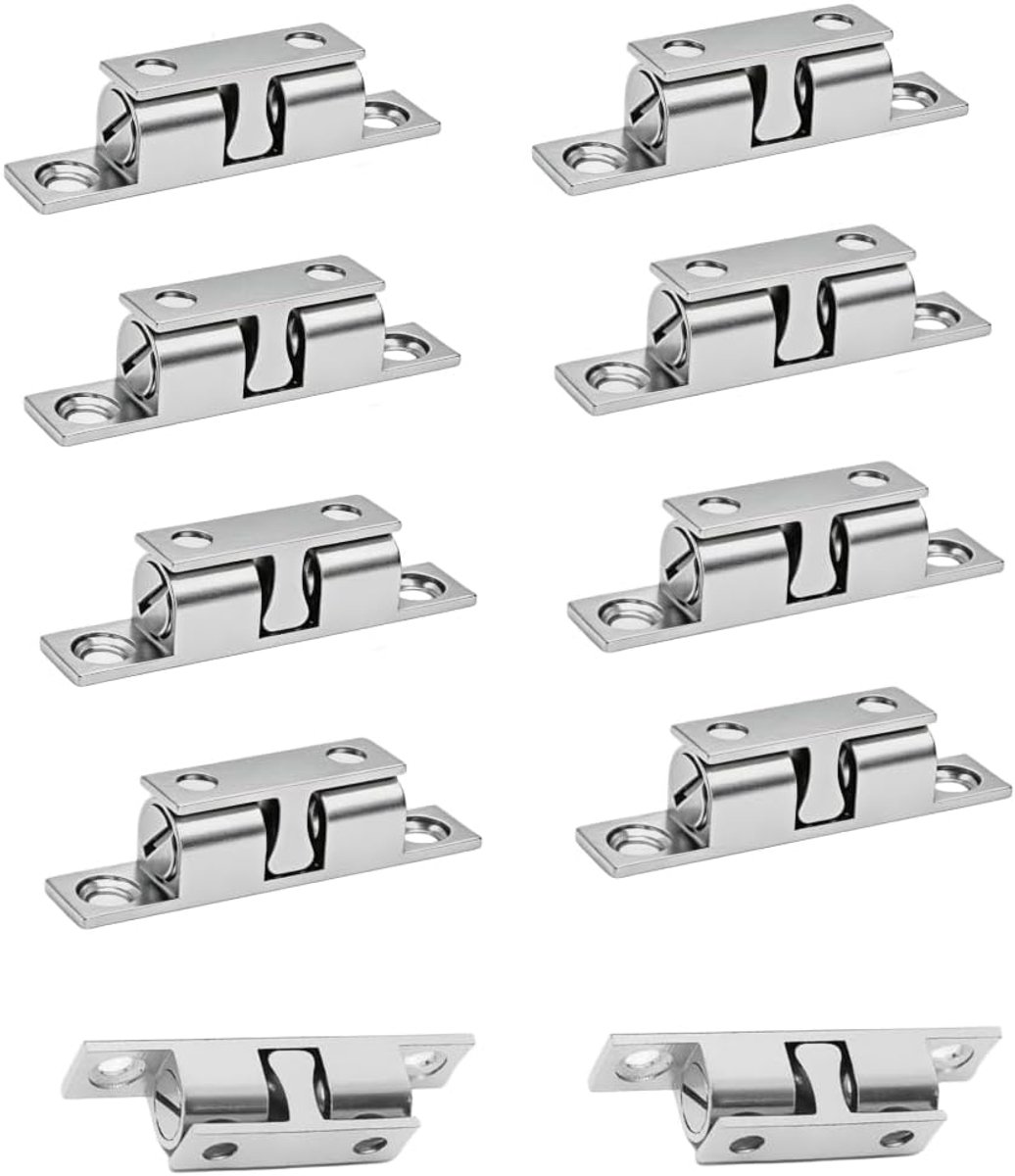 10 stuks Dubbele kogelsnap, Verstelbare dubbele kogelsnap kastsluitingen, dubbele meubel deursluiter, voor terrasdeur kastmagneten deursluiting (Zilver zonder schroeven)
