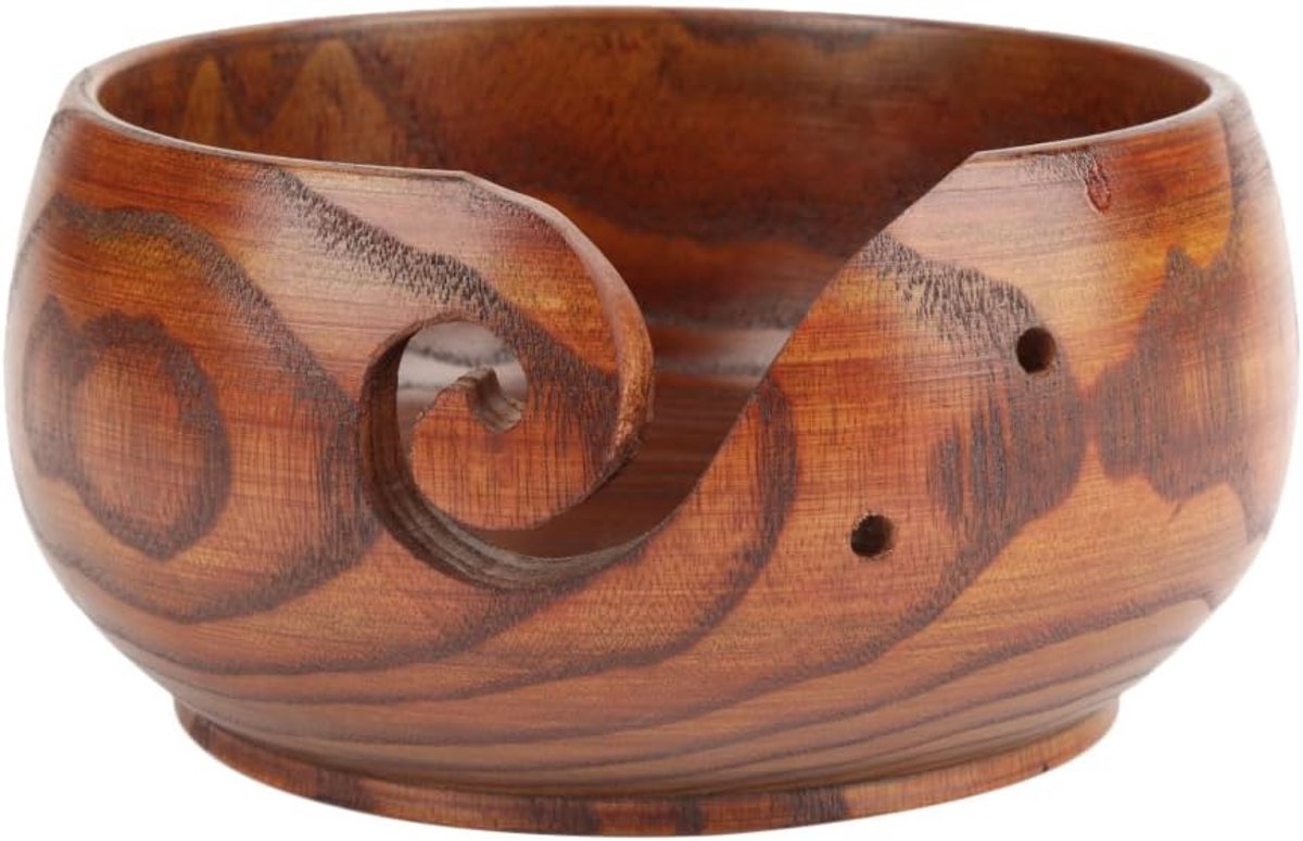 Garenschaal voor wol, handgemaakte houten garenschaal voor breien en haken (14-16 cm)