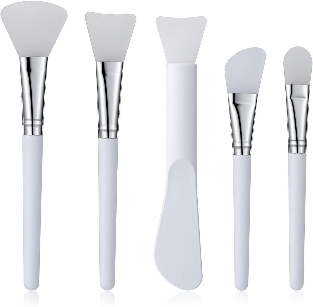 5 stuks siliconen kwasten, zachte maskerkwast voor het gezicht als gezichtsmasker-applicator, flexibele mengkwast voor moddermasker, voor kleimaskers, aloë vera, lotion, oogmaskers, doe-het-zelf