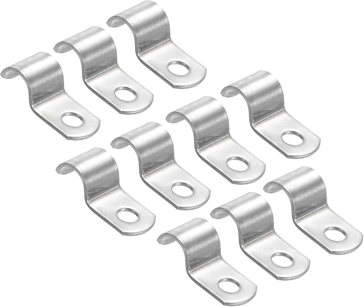 1,9 inch/10 mm stijve pijpbandklem, 20 stuks 304 roestvrij staal twee gaten U-vormige buisklem voor buisbevestiging
