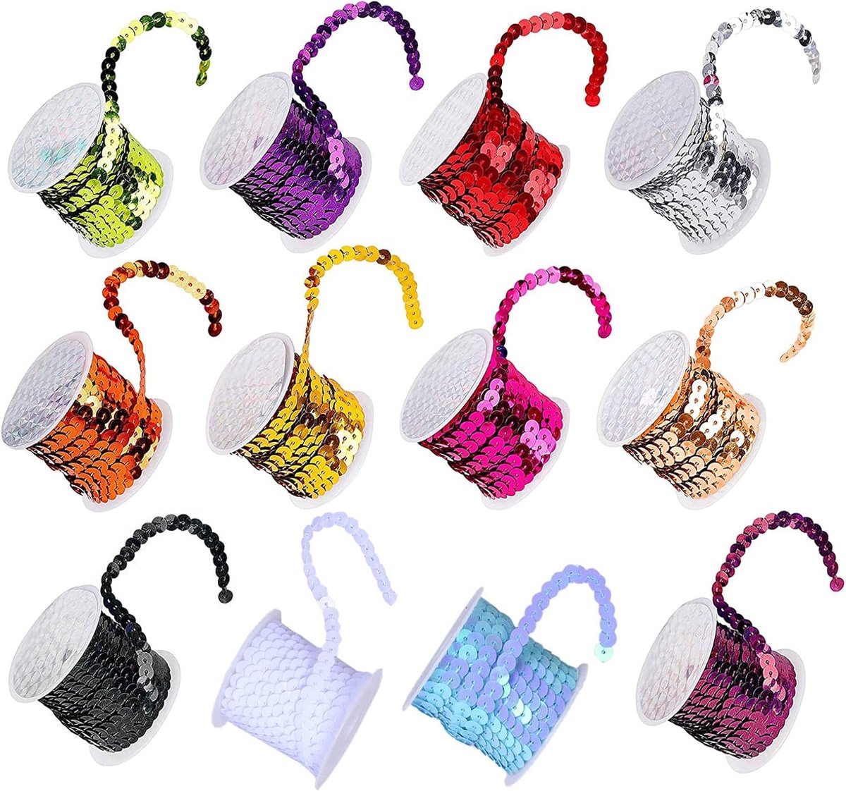 Pailletten Linten, Pailletten Lint, Pailletten Trim Naaien，Paillette Kralen Voor Diy Craft Ketting Jurk Decoratie(Donker)