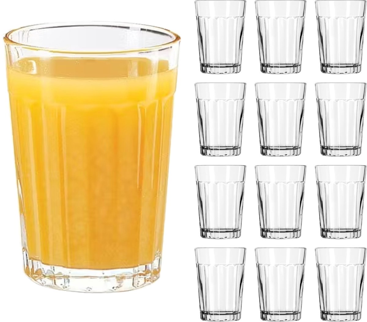 Libbey Sapglazen - Tumbler Set - Helder Geperst Glas - 251 ml - 12 Stuks
