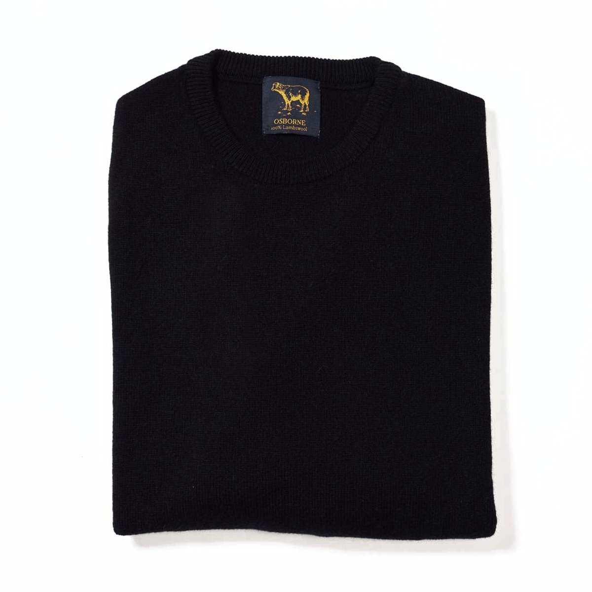 Osborne Knitwear Trui met ronde hals - Sweater heren in Lamswol - Pullover Heren - Black - XL