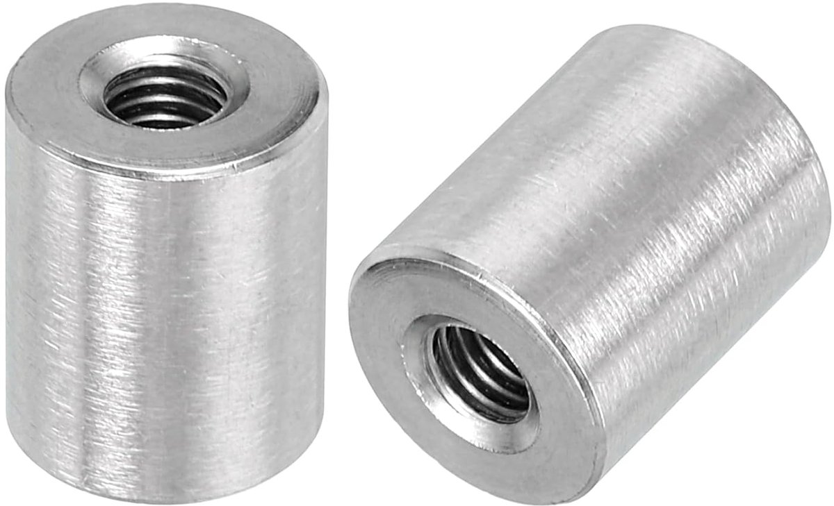 10 Stk M5 Ronde Aansluitmoeren 304 Roestvrij Staal Koppelingsmoer 15mm/0.6" Lengte Huls Staaf Staander Moer voor Houder M5x15x12mm