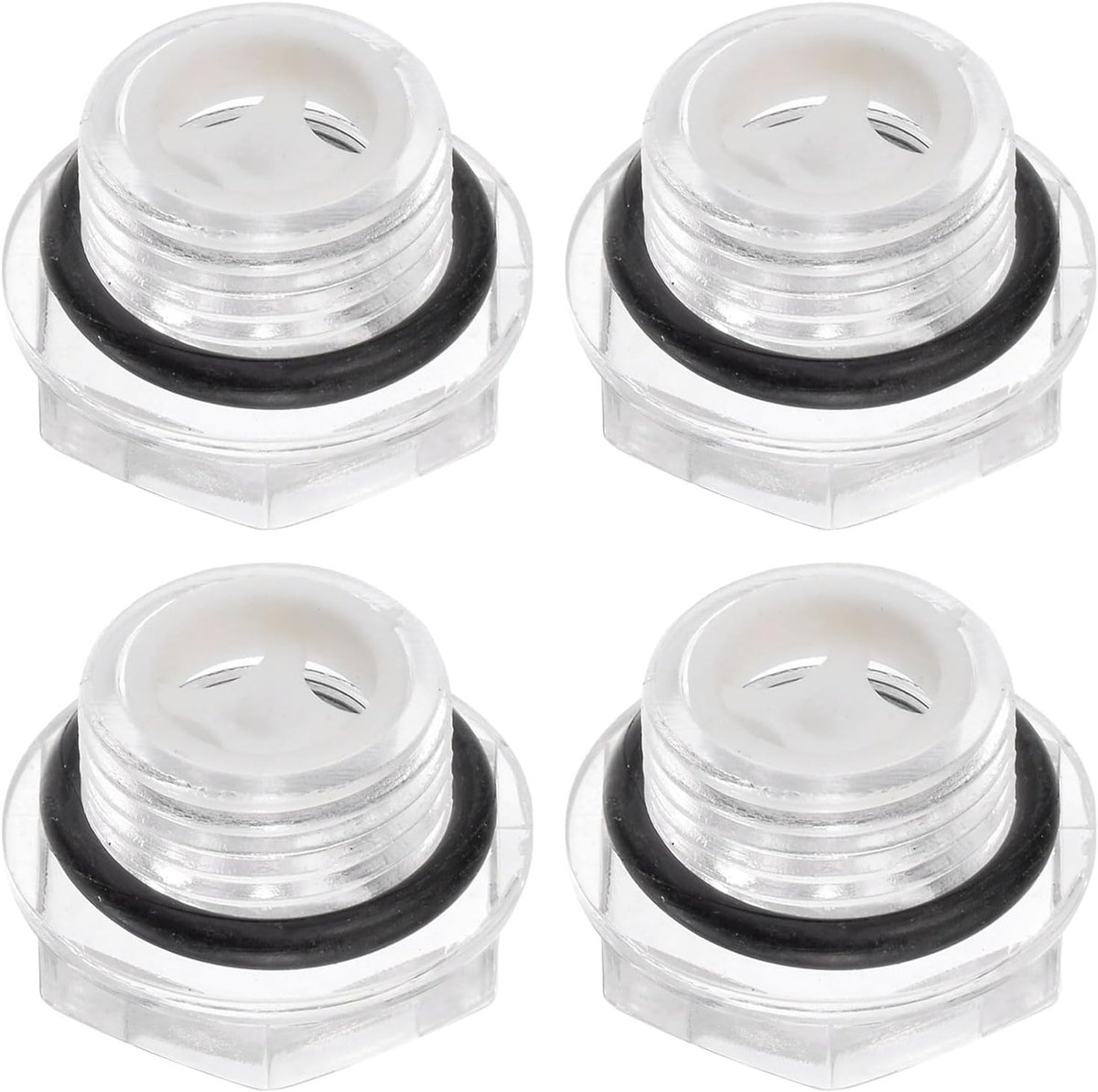 4 stuks glazen oliecontrolelampjes, luchtcompressor, M18 x 1,5 mm, vloeistofniveau-indicator, mannelijke olie-indicator, zeskantige kop, kunststof O-ring voor armaturen, compressorlucht,