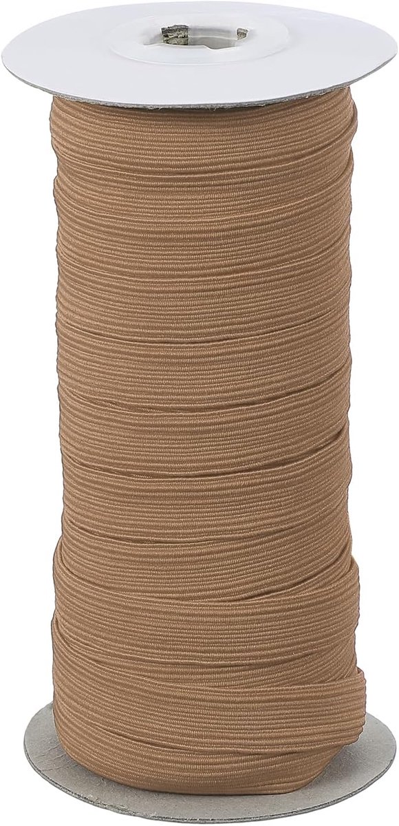 Elastische banden, 12 mm x 18 meter, polyester plat elastisch koord, stretchband voor naaien, knutselen, doe-het-zelf, bruin