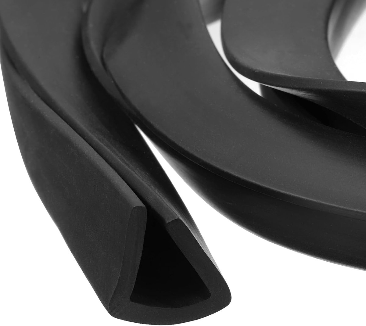 U-vormig beschermprofiel, platte rubberen randbeschermstrip, 24 m voor randen van 11,5 - 12 mm, zwart