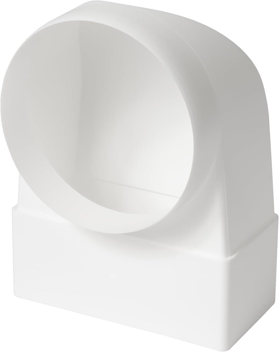 Systems 220 x 55 mm tot Ø 100 mm, 90° hoekadapter, witte kunststof buisverbinder, rechthoekig naar rond, hittebestendig, luchtdichte overgang voor keuken, badkamer, ventilatiesystemen