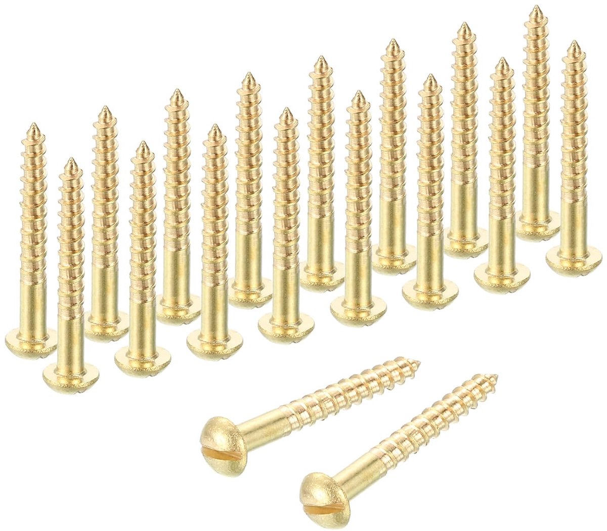 Houtschroeven, M2 x 16 mm, ronde kop, sleuf, messing, zelfborend, snel voor metaal, voor huishoudelijke apparaten, meubels, timmerwerk, verpakking van 28 stuks