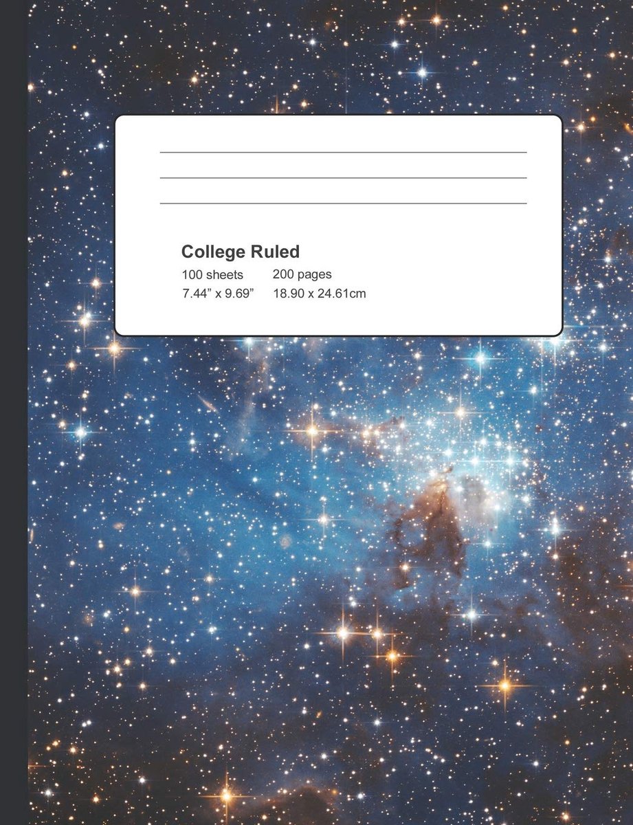 Ruled Composition Book: Perfect Bound Outer Space Notebook 200 Sheets 100 Pages 7.44 x 9.69 inch Book