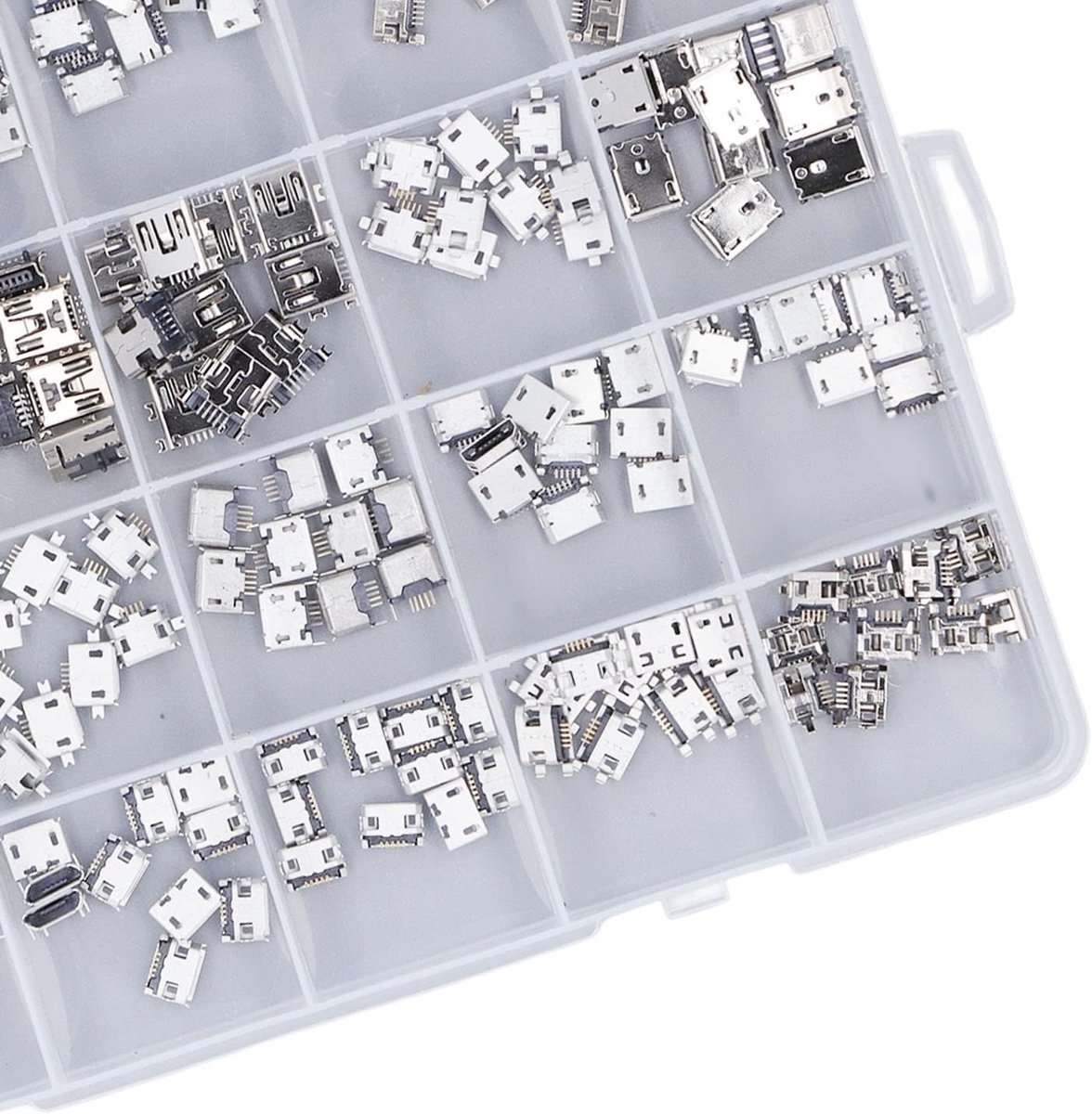 USB Female Socket, 240 stuks RVS Enkele Rij USB Connector Set for DIY elektronica reparaties en hobby projecten