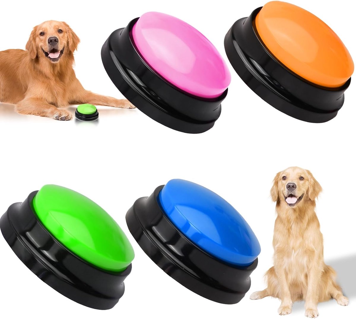 4 stuks huisdier communicatieknop, hondenknop, hondenknoppen voor huisdieren, buzzer voor honden, hondenknoppen voor communicatie, beschrijfbare knop voor honden, huisdieren, katten