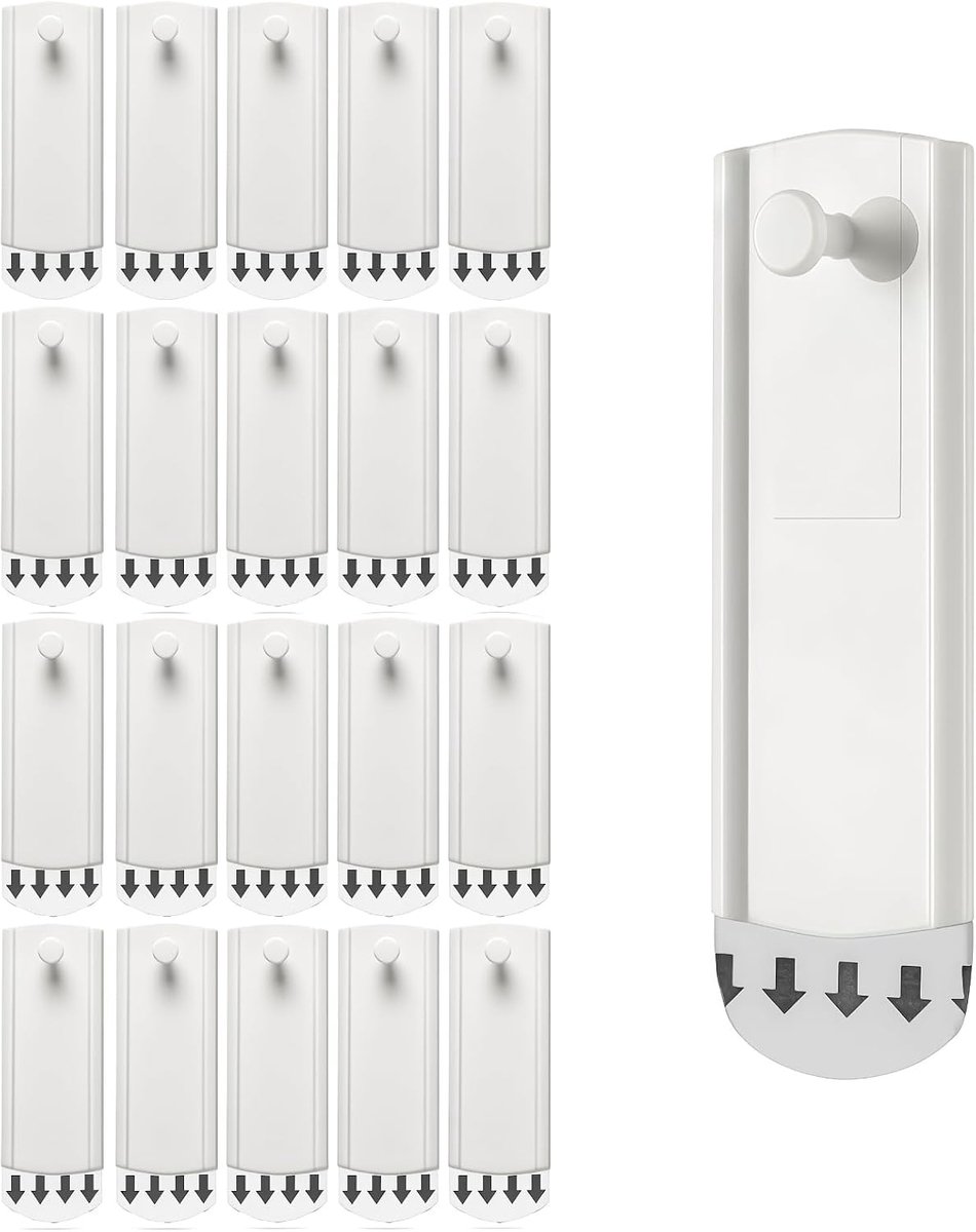 SnelShoppen - Pack van 20 wandhangers, geen boren, zelfklevende haakjes voor het ophangen van schilderijen en lijsten, duurzaam ABS materiaal, moderne