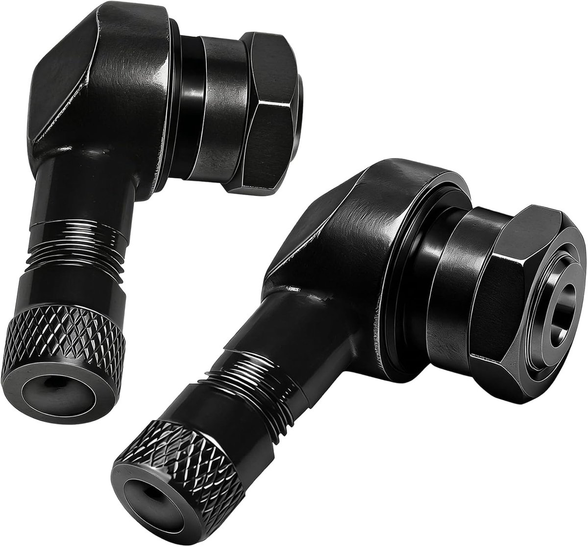 2 stuks 90 graden schuine motorventielstelen, lekvrije tubeless fietsventieladapter met rubberen afdichting, hard geanodiseerd CNC aluminium bandventiel voor 10,3 mm velgat, universeel voor auto