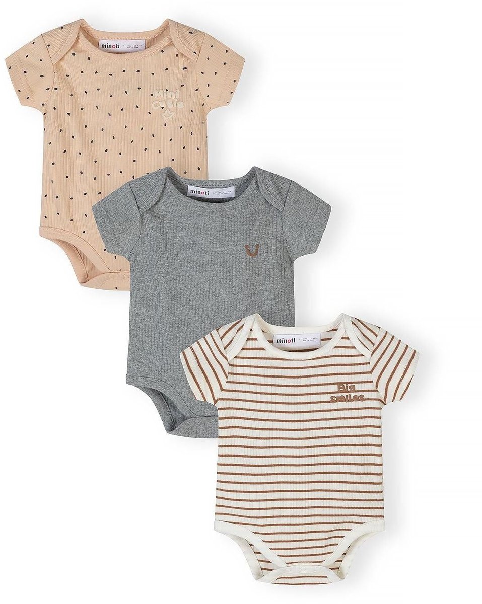 Minoti 3-pack rompertje baby jongens - korte mouw