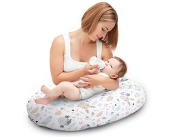 Steunkussen 190 cm positioneringskussen volwassenen – lang relaxkussen om te lezen en aan te leunen op bank en bed afneembare hoes met rits comfort Uilen B Oeko-Tex