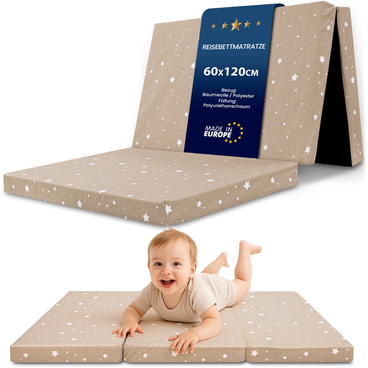 Opvouwbare Matras Baby Reisbed - 60x120 cm Vouwmatras Klapmatras Kindermatras Logeermatras Vloermatras Slaapmatras Reismatras Compact Licht Voor Ledikant Kinderbed Camping Reizen 60 x 120 cm