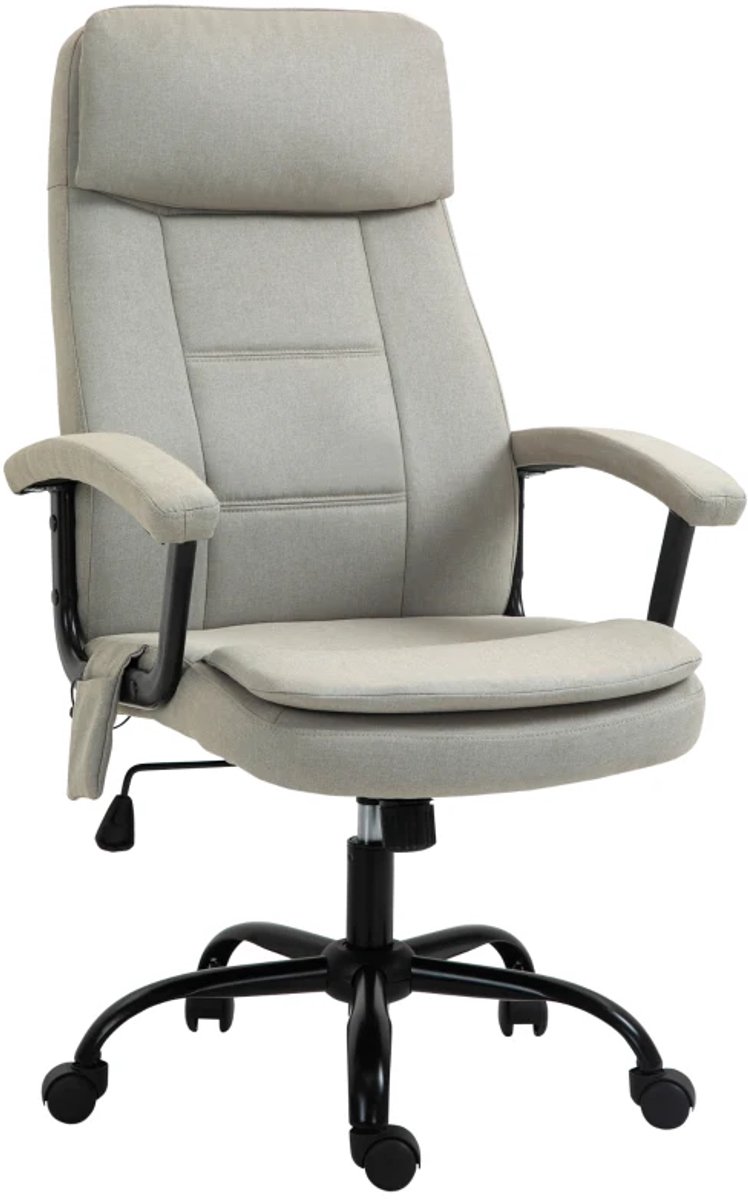 Ergonomische Bureaustoel met Massagefunctie - In Hoogte Verstelbaar - 360° Draaibaar - Kantoorstoel - Gamestoel - Volwassenen Stoel - Directiestoel - Computerstoel - Beige