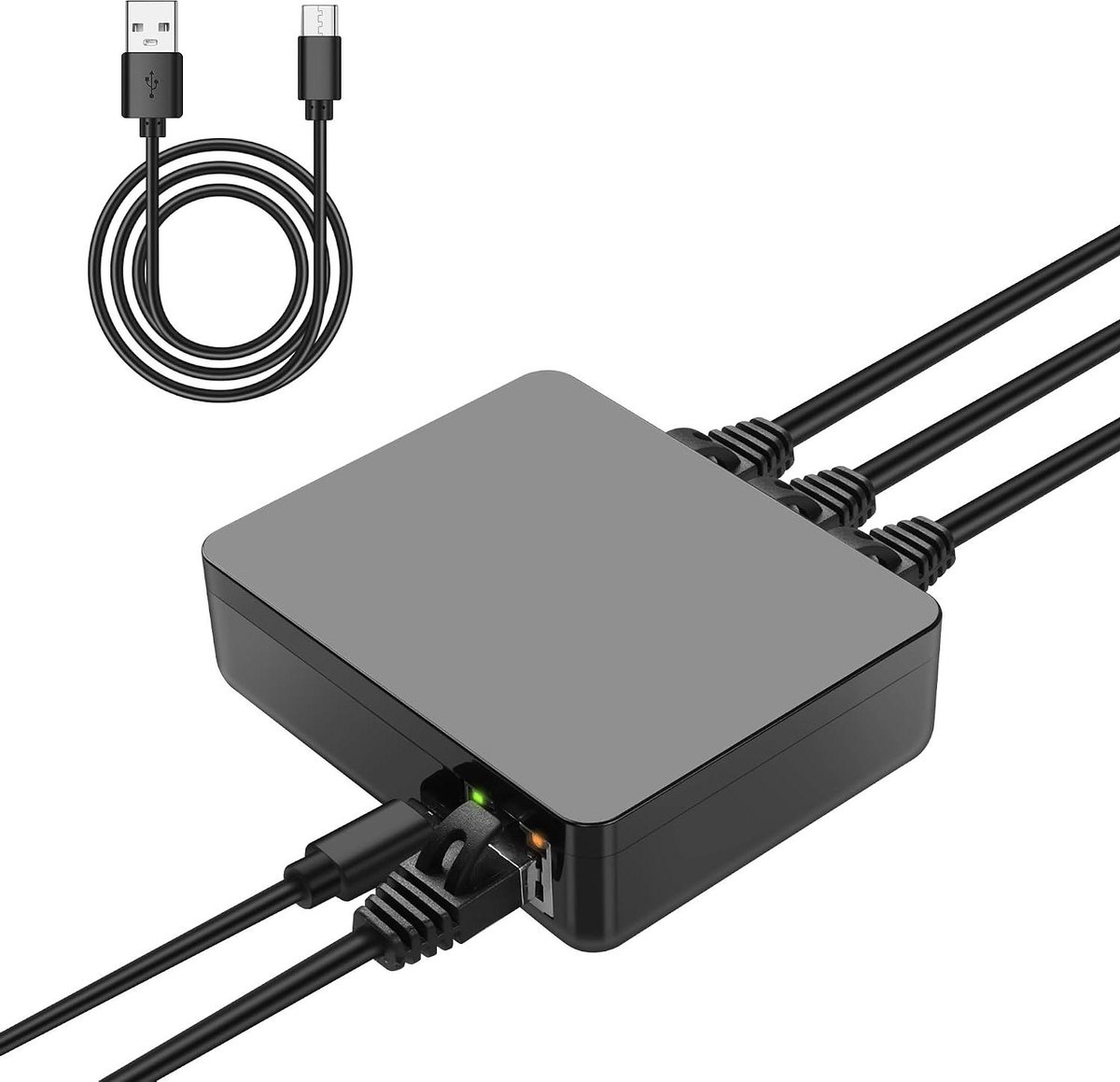 Ethernet Splitter - Netwerk Verdeler - Internet Delen - 1 tot 3 Poorten - 1000Mbps Gigabit - Zwart