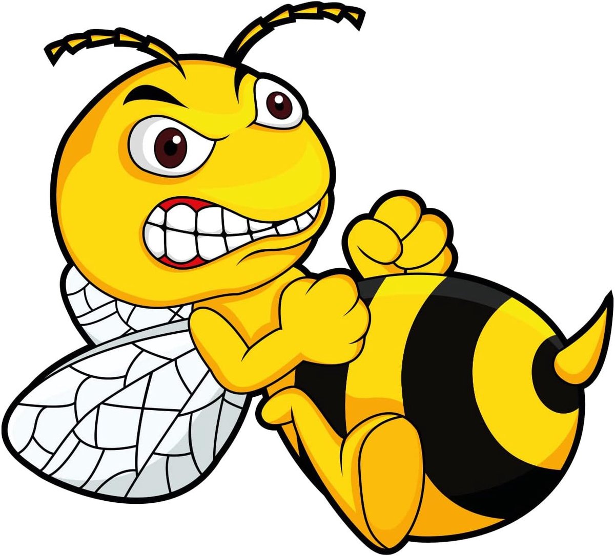 iSecur Boze Bij Sticker Geel 15 x 13 cm Voertuig - kfz511 | Weerbestendige wespafbeelding voor auto vrachtwagen motor scooter
